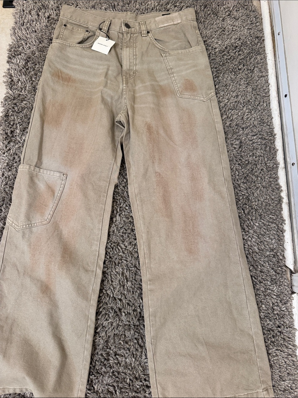 Zara acne cargo Men's Relaxed Fit Work Jeans in washed green
